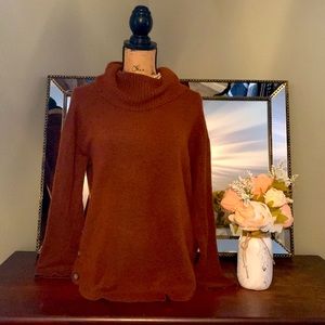 FORTUNE +IVY BURNT ORANGE COWL NECK SWEATER SZ M